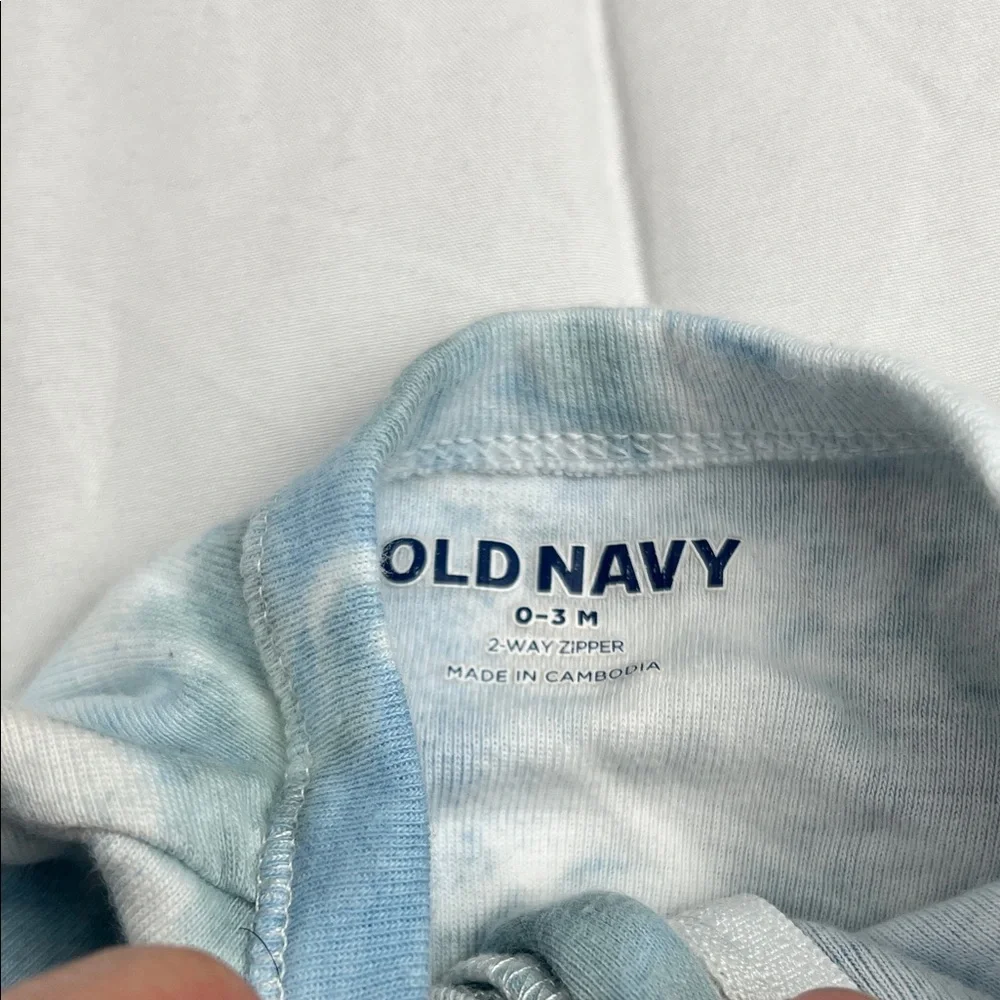 Old Navy Black White Fair Isle &‎ Light Blue Tie-Dye Baby One-Pieces (2)